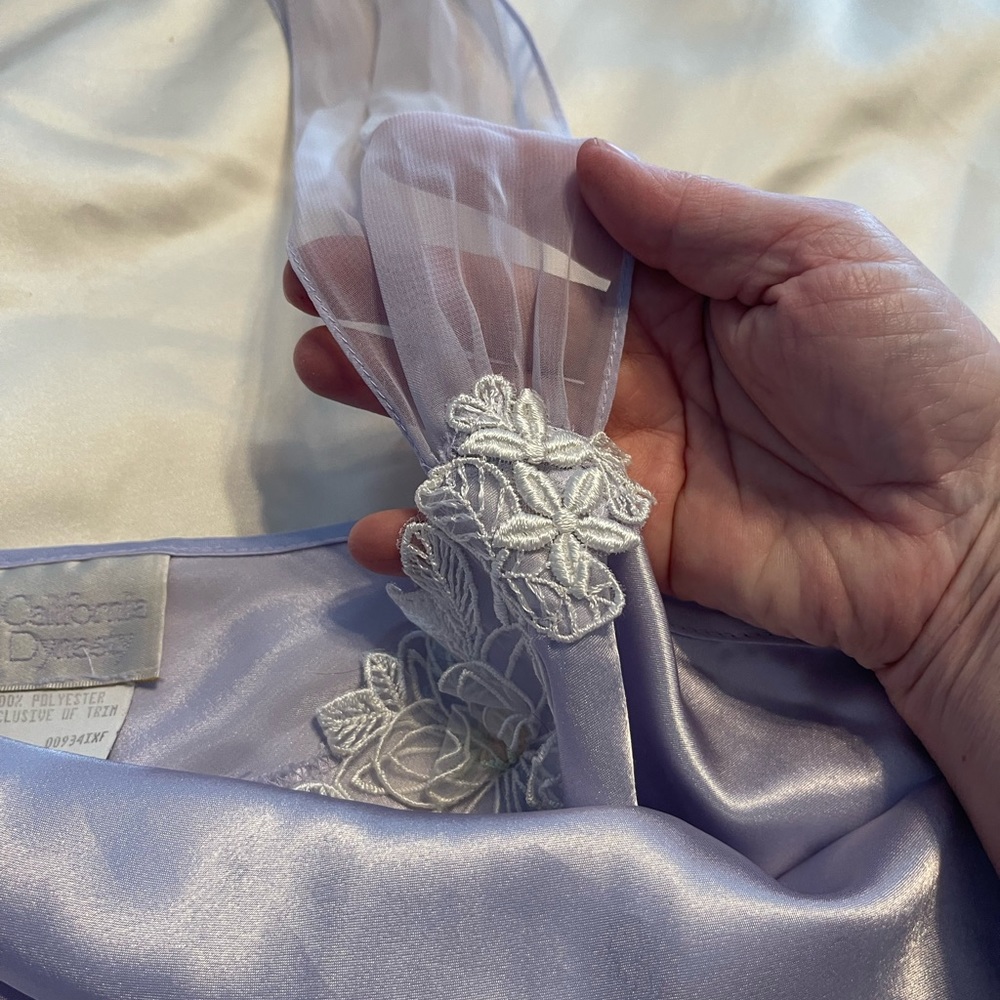 California Dynasty Vintage Lavender satin and lace chemise slip nightie 2X - Picture 3 of 8